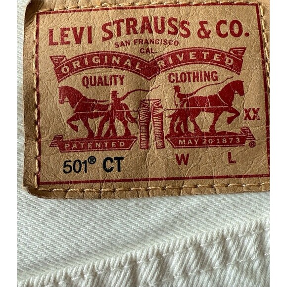 Levi's 501 Jeans Mens Size 30x32 501‎ CT Customized Tapered Distressed White - Picture 6 of 12